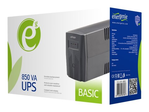 EnerGenie EG-UPS-B850 - UPS - AC 220 V - 510 wat - 850 VA - 8 Ah - złącza wyjściowe: 2