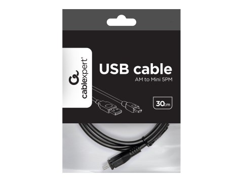 Gembird CCP-USB2-AM5P-1 - Kabel USB - mini USB typ B (M) do USB (M) - 30 cm - odlewany - czarny