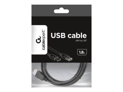 Gembird CCP-USB2-AMAF-6 - Przedłużacz kabla USB - USB (F) do USB (M) - 1.8 m - odlewany - czarny