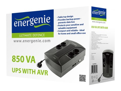 Gembird EnerGenie EG-UPS-002 - UPS - AC 220 V - 510 wat - 850 VA - 8 Ah - USB - złącza wyjściowe: 4