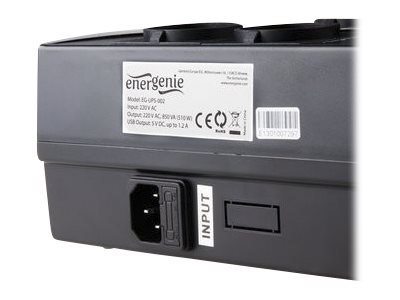 Gembird EnerGenie EG-UPS-002 - UPS - AC 220 V - 510 wat - 850 VA - 8 Ah - USB - złącza wyjściowe: 4