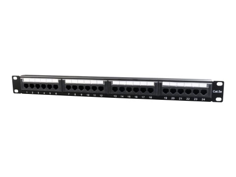 Gembird NPP-C524CM-001 - Panel krosowniczy z elementem do porządkowania kabli - CAT 5e - czarny - 1U - 19" - 24 porty