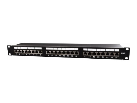 Gembird NPP-C624-002 - Panel krosowniczy z elementem do porządkowania kabli - CAT 6 - STP - czarny - 1U - 19" - 24 porty