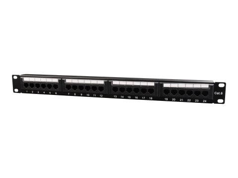 Gembird NPP-C624CM-001 - Panel krosowniczy z elementem do porządkowania kabli - CAT 6 - czarny - 1U - 19" - 24 porty
