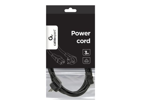 Gembird PC-186-VDE-3M - Kabel zasilający - power CEE 7/7 (M) kątowe do power IEC 60320 C13 prosty - 10 A - 3 m - odlewany - czar
