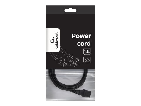 Gembird PC-186-VDE - Kabel zasilający - power CEE 7/7 (M) kątowe do power IEC 60320 C13 prosty - 10 A - 1.8 m - odlewany - czarn