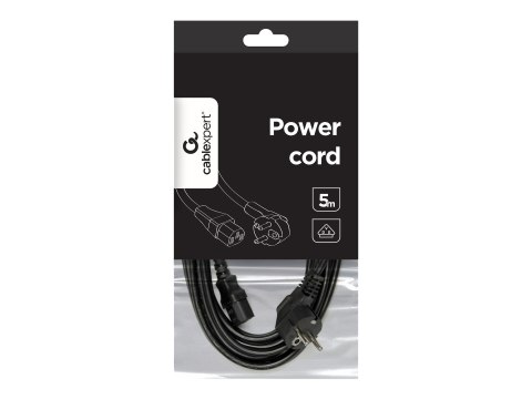 Gembird PC-186-VDE - Kabel zasilający - power CEE 7/7 (M) kątowe do power IEC 60320 C13 prosty - 16 A - 5 m - odlewany - czarny 