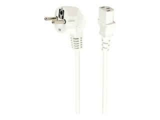 Gembird PC-186W-VDE - Kabel zasilający - power CEE 7/7 (M) kątowe do power IEC 60320 C13 prosty - 10 A - 1.8 m - odlewany - biał