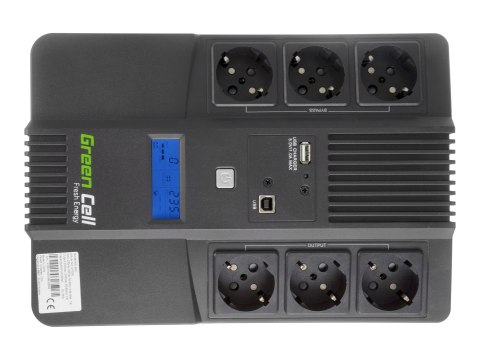 Green Cell AiO - UPS - AC 220/230/240 V - 360 wat - 600 VA - 7 Ah - USB - złącza wyjściowe: 6