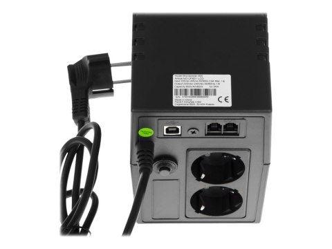 Green Cell Micropower 600VA - UPS - AC 220/230/240 V - 360 wat - 600 VA - 7 Ah - USB - złącza wyjściowe: 2