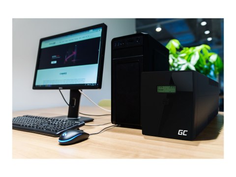 Green Cell Microsine 2000VA LCD - UPS - AC 220/230/240 V - 1400 wat - 2000 VA - 9 Ah - USB - złącza wyjściowe: 4