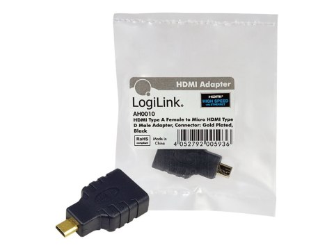 LogiLink - Adapter HDMI - HDMI żeński do 19 pin micro HDMI Type D męski - czarny