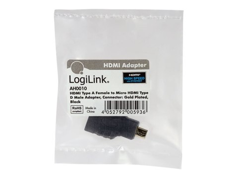 LogiLink - Adapter HDMI - HDMI żeński do 19 pin micro HDMI Type D męski - czarny
