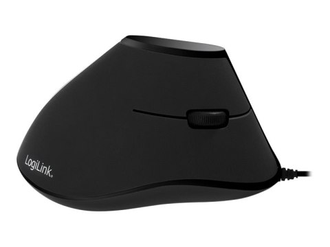 LogiLink Ergonomic Vertical - Mysz pionowa - optyczna - 5 przyciski - przewodowa - USB - czarny