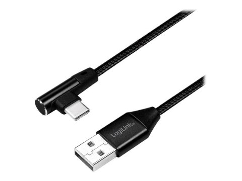 LogiLink - Kabel USB - USB-C (M) kątowe do USB (M) prosty - USB 2.0 - 5 V - 3 A - 1 m - czarny
