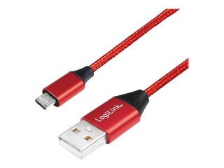 LogiLink - Kabel USB - USB (M) do Micro-USB Typ B (M) - USB 2.0 - 30 cm - czerwony, RAL 3024