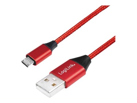LogiLink - Kabel USB - USB (M) do Micro-USB Typ B (M) - USB 2.0 - 30 cm - czerwony, RAL 3024