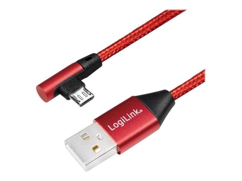 LogiLink - Kabel USB - USB (M) prosty do Micro-USB Typ B (M) kątowe - USB 2.0 - 30 cm - czerwony, RAL 3024