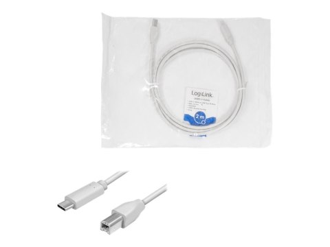 LogiLink - Kabel USB - USB Typ B (M) do USB-C (M) dwudrożny - USB 2.0 - 3 A - 2 m - szary