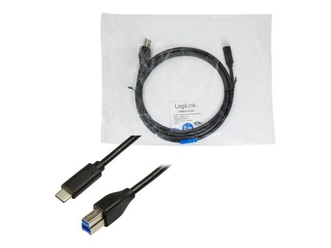 LogiLink - Kabel USB - USB Type B (M) do USB-C (M) dwudrożny - USB 3.2 Gen 1 - 3 A - 2 m - czarny