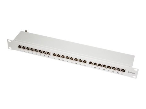 LogiLink - Krosownica - CAT 6a - STP - RJ-45 X 24 - jasnoszary, RAL 7035 - 1U - 19"