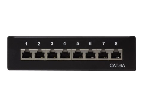 LogiLink - Krosownica - do montażu na ścianie - CAT 6a - STP - RJ-45 X 8 - czarny, RAL 9005