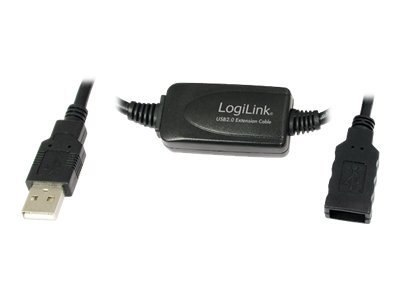 LogiLink - Przedłużacz kabla USB - USB (M) do USB (F) - USB 2.0 - 15 m - aktywny - czarny