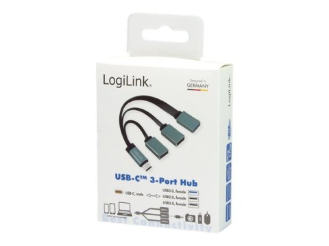 LogiLink USB-C hub, 3-Port - Koncentrator - 3 x SuperSpeed USB 3.0 - stacjonarny