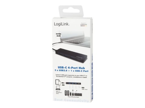LogiLink Ultra-slim USB-C 3.1 hub - Koncentrator - 3 x SuperSpeed USB 3.0 + 1 x USB-C - stacjonarny