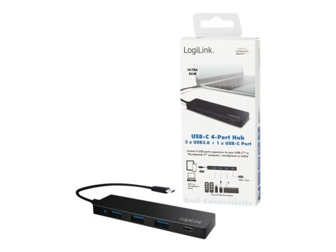 LogiLink Ultra-slim USB-C 3.1 hub - Koncentrator - 3 x SuperSpeed USB 3.0 + 1 x USB-C - stacjonarny