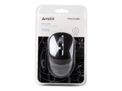 A4Tech FSTYLER Collection FG10 - Mysz - optyczna - 4 przyciski - bezprzewodowa - 2.4 GHz - odbiornik bezprzewodowy USB - szary