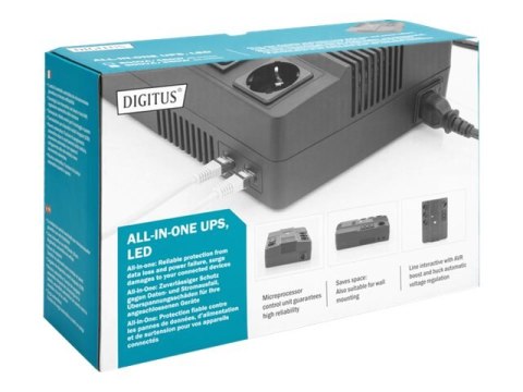 DIGITUS All-in-One UPS - UPS - AC 220-240 V - 360 wat - 600 VA - 7 Ah - USB - złącza wyjściowe: 7