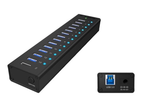 ICY BOX IB-AC6113 - Koncentrator - 13 x SuperSpeed USB 3.0 - stacjonarny