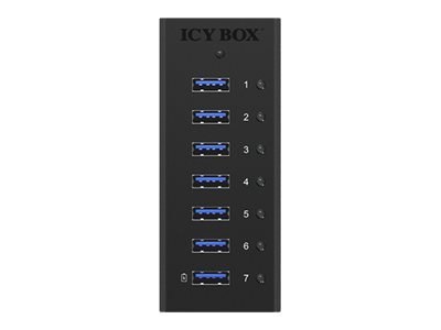 ICY BOX IB-AC618 - Koncentrator - 7 x SuperSpeed USB 3.0 - stacjonarny