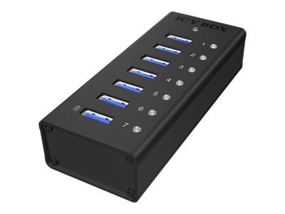 ICY BOX IB-AC618 - Koncentrator - 7 x SuperSpeed USB 3.0 - stacjonarny
