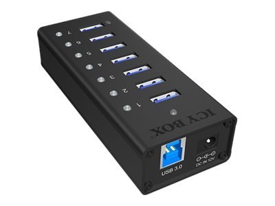 ICY BOX IB-AC618 - Koncentrator - 7 x SuperSpeed USB 3.0 - stacjonarny