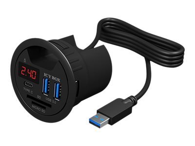ICY BOX IB-Hub1404 - Koncentrator - 2 x SuperSpeed USB 3.0 + 1 x USB-C - montaż podtynkowy
