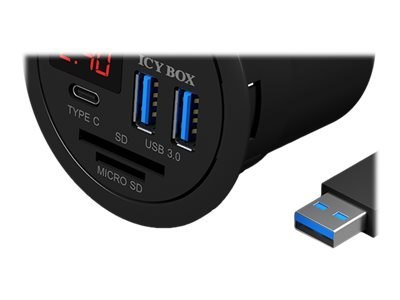 ICY BOX IB-Hub1404 - Koncentrator - 2 x SuperSpeed USB 3.0 + 1 x USB-C - montaż podtynkowy