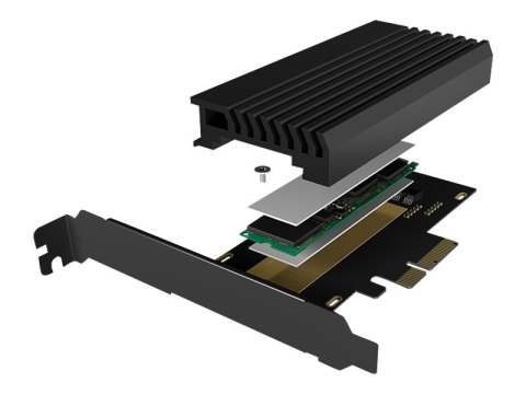 ICY BOX IB-PCI214M2-HSL - Przejściówka interfejsu - M.2 - M.2 Card - PCIe 4.0 x4 - czarny