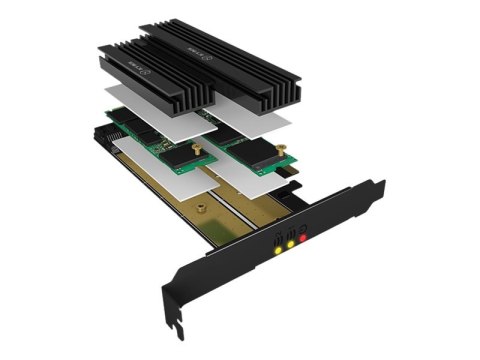 ICY BOX IB-PCI215M2-HSL - Przejściówka interfejsu - M.2 - M.2 Card - PCIe 3.0 x4 - antracyt, czarny