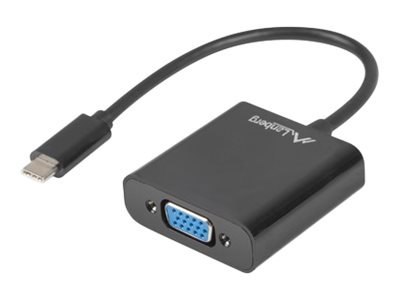 Lanberg - Adapter wideo - złącze USB-C 18 pin męski do 15 pin D-Sub (DB-15) żeński - 15 cm - czarny