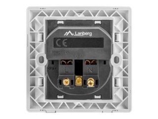 Lanberg - Gniazdko elektryczne - 2P+E - USB, Typ F - z żaluzjami - 1 puszka - 1 gniazdo zasilania, 2 gniazda USB - 2.1 A - biały