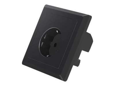 Lanberg - Gniazdko elektryczne - 2P+E - USB, Typ F - z żaluzjami - 1 puszka - 1 gniazdo zasilania, 2 gniazda USB - 2.1 A - czarn