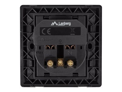 Lanberg - Gniazdko elektryczne - 2P+E - USB, Typ F - z żaluzjami - 1 puszka - 1 gniazdo zasilania, 2 gniazda USB - 2.1 A - czarn