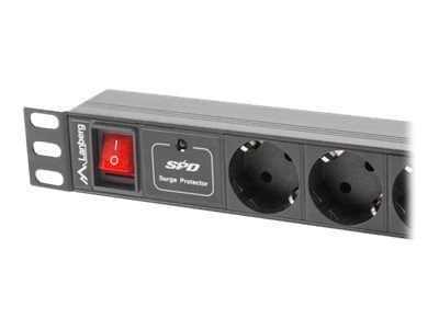 Lanberg - Jednostka dystrybucji zasilania - AC 220-250 V - wejście: power CEE 7/7 - złącza wyjściowe: 7 (Europlug) - 1U - 19" - 