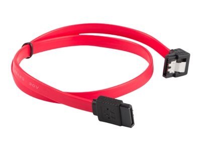 Lanberg - Kabel SATA - Serial ATA 150/300 - SATA (F) kątowe, zatrzask do SATA (F) proste, zatrzask - 30 cm - czerwony