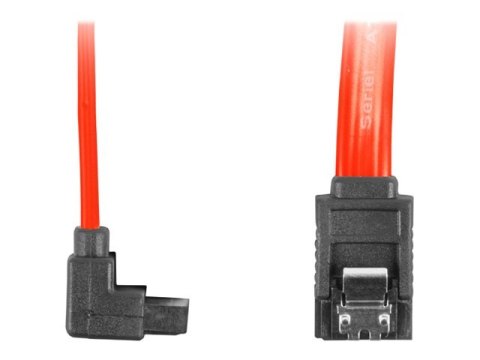 Lanberg - Kabel SATA - Serial ATA 150/300 - SATA (F) kątowe, zatrzask do SATA (F) proste, zatrzask - 30 cm - czerwony
