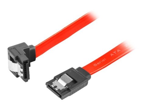 Lanberg - Kabel SATA - Serial ATA 150/300 - SATA (F) kątowe, zatrzask do SATA (F) proste, zatrzask - 50 cm - czerwony