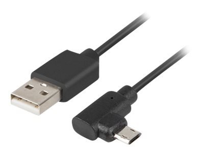 Lanberg - Kabel USB - Micro-USB Typ B (M) kątowe do USB (M) - USB 2.0 - 1.8 m - kątowe - czarny
