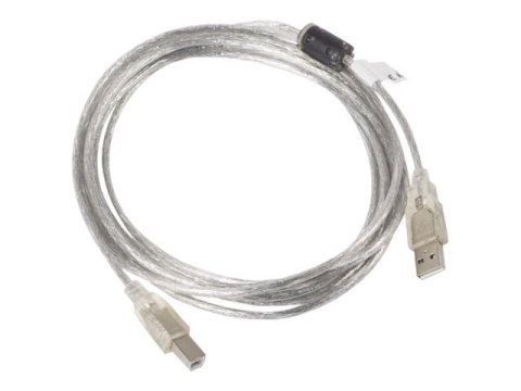 Lanberg - Kabel USB - USB (M) do USB Typ B (M) - USB 2.0 - 3 m - przezroczysty